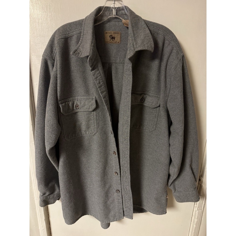 Vintage Moose Creek Men's Shirt‎ Jacket Heavy Fleece Like Gray Button Up Size XL